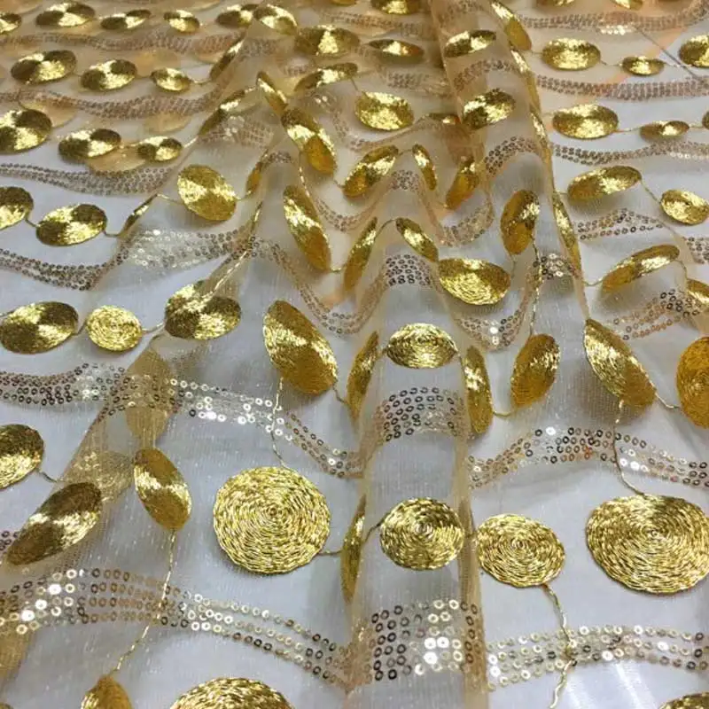 Filato di maglia di perline di paillettes filo d\'oro di alta qualità/tessuto per abbigliamento da ricamo in pizzo/materiale da negozio/tessuto a