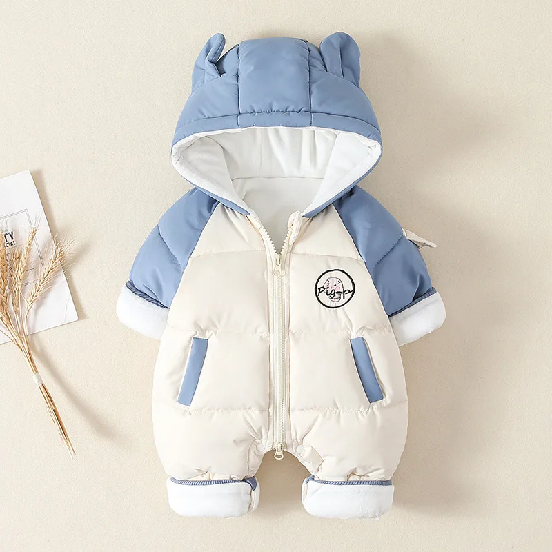 Baby Winter Clothes Long-sleeved Suit Baby Girls\' Onesie Thickened Boys Outdoor Hugging Coat Cotton-padded Hooded coats