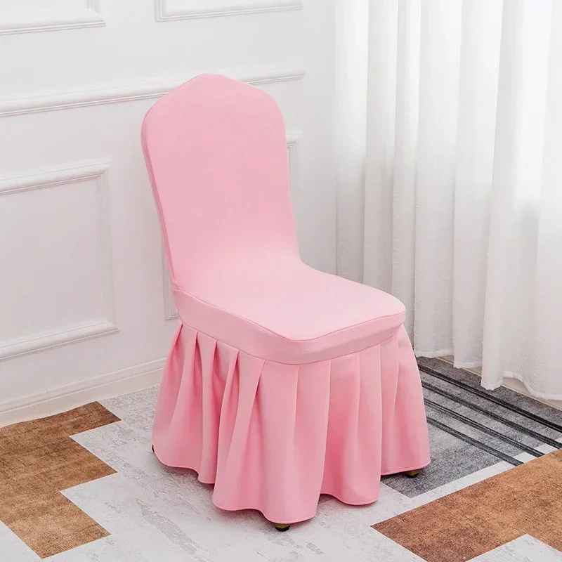 100Pcs Wedding Thickened Skirt Chair Seat Covers Elastic Fabric One-piece Chair Covers for Wedding Decor Banquet Birthday Party