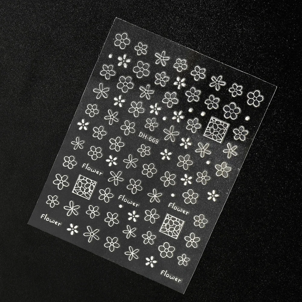 Flores 3d adesivos de unhas planas simples requintados flores arte do prego adesivos para mulheres diy manicure auto-adesivo decoração decalques