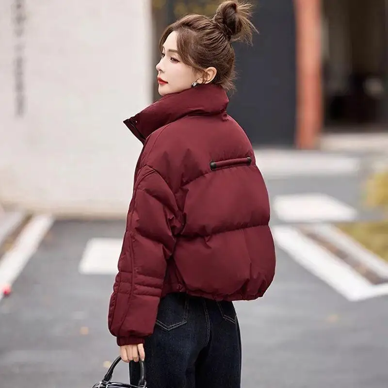

Women's Coat winter autumn Jacket Outerwear Warm Fleece Lined Short Quilted Korean Fashion Stand Collar Premium Thick Coat