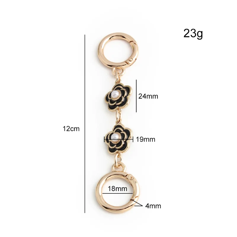 2/4/6PCS Floral Pattern Bag with Pearl Extension Chain Suitable for Crossbody Bags Replaceable Shoulder Strap Length Adjuster