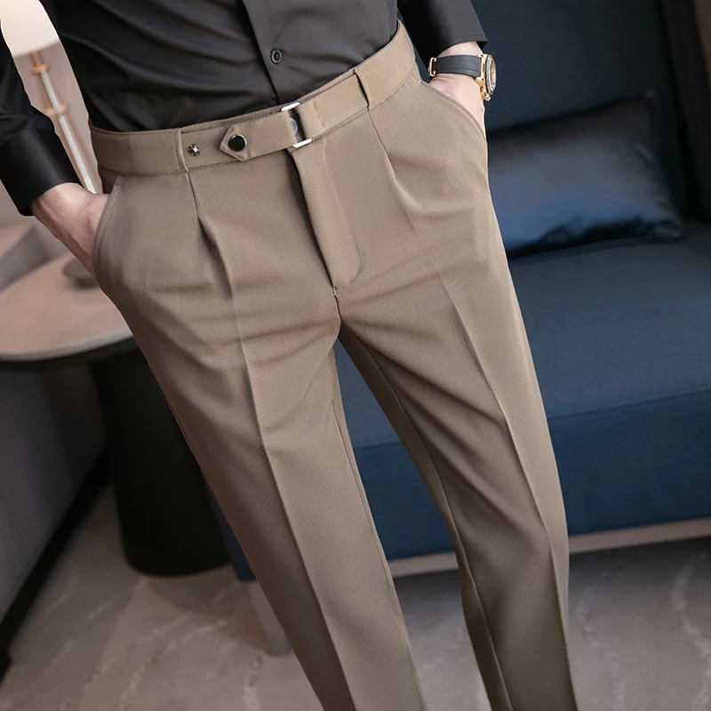 2023 Men Dress Pants Spring Fashion Men Clothing High-quality Slim Fit Suit Pants Banquet Social Business Trousers White Pants