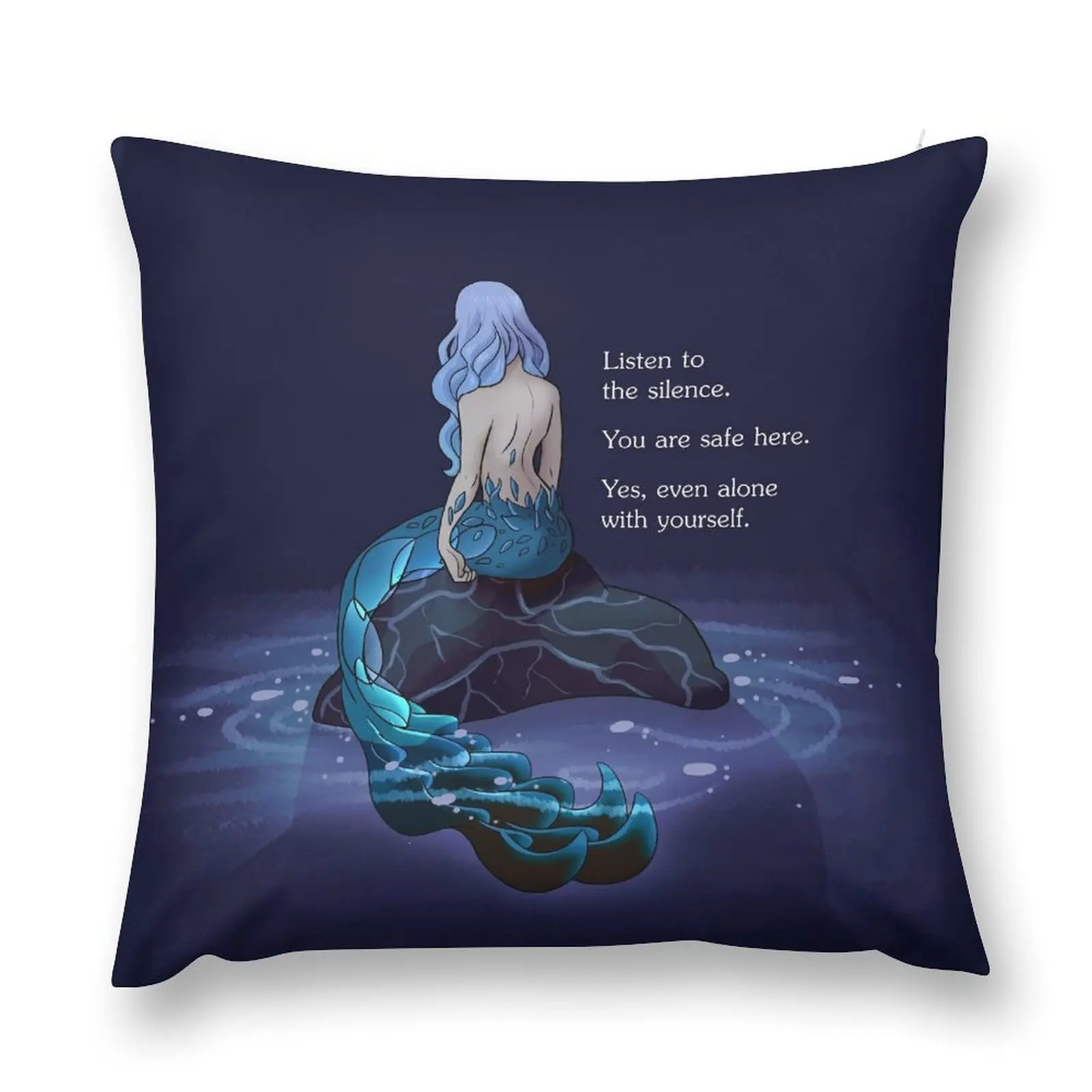 

Listen to the Silence Mermaid Throw Pillow Luxury Pillow Cover Luxury Sofa Cushions pillow