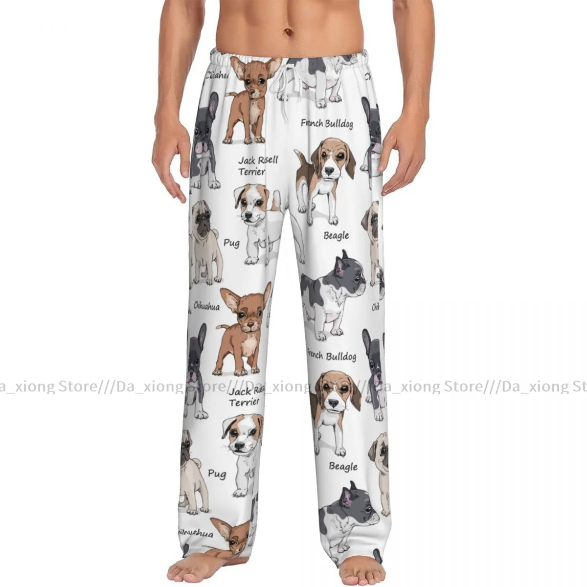 Men\'s Sleepwear Loose Sleep Pants Pajamas Dogs French Bulldog Beagle Jack Russell Terrier Chihuahua Pug Bottoms Casual Homewear