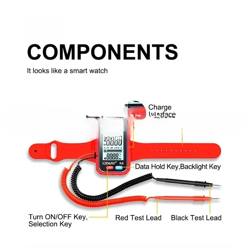 Measurable DCV ACV Resistance Continuity Mini Style Wearable Wrist Strip Wrist-worn Digital Multimeter Multi Tester Meter