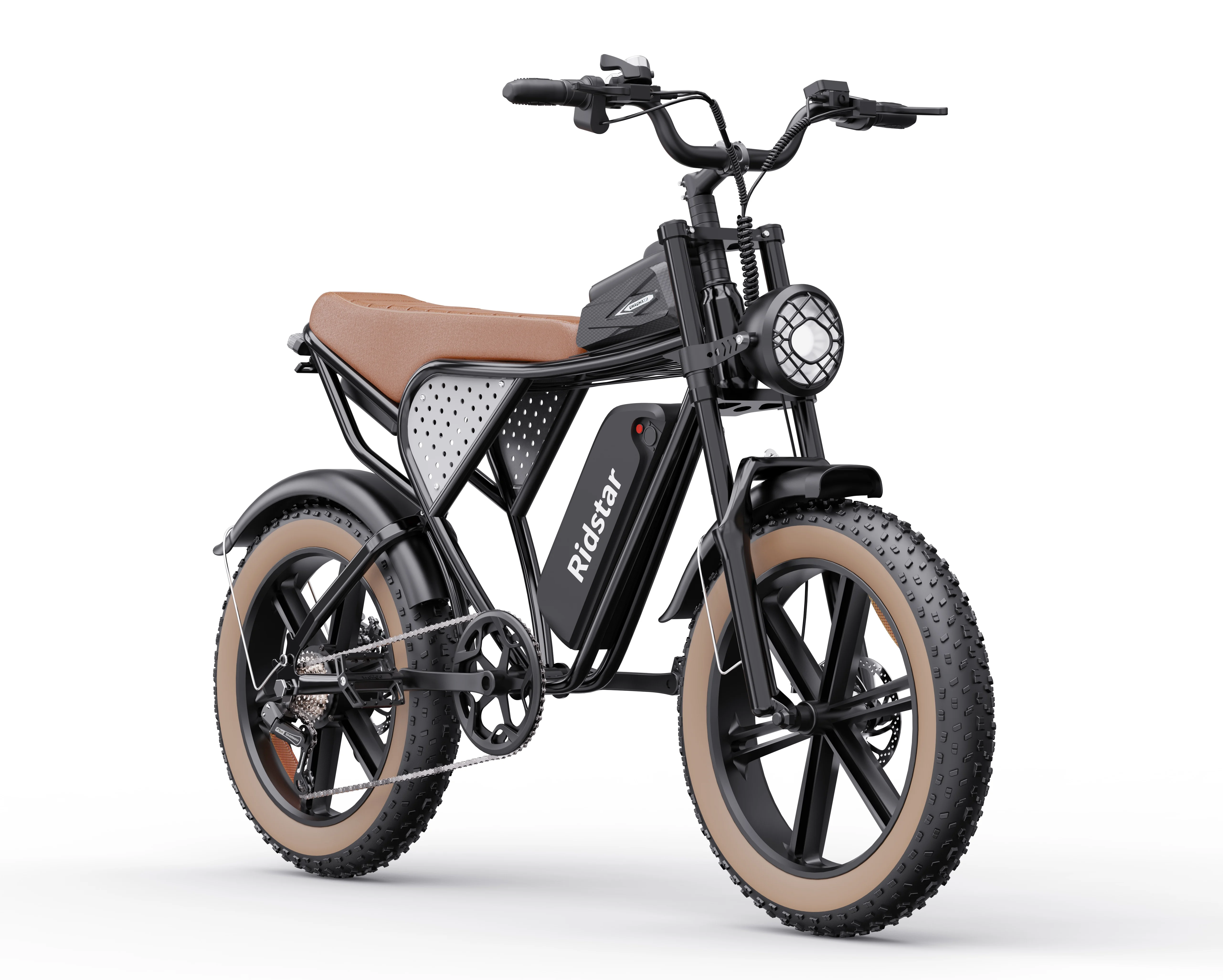 

Электровелосипед Q20 Upgraded Luxury Brown для взрослых, горный, 15 Ач, 7 скоростей, с широкими шинами 4.0