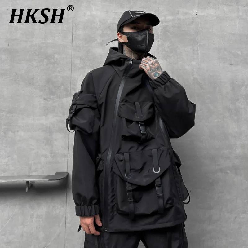 HKSH Autumn Winter New Men's Tide Dark Loose Techwear Jacket Trend High Street Leisure Function Charge Coat Workwear Coat HK2930