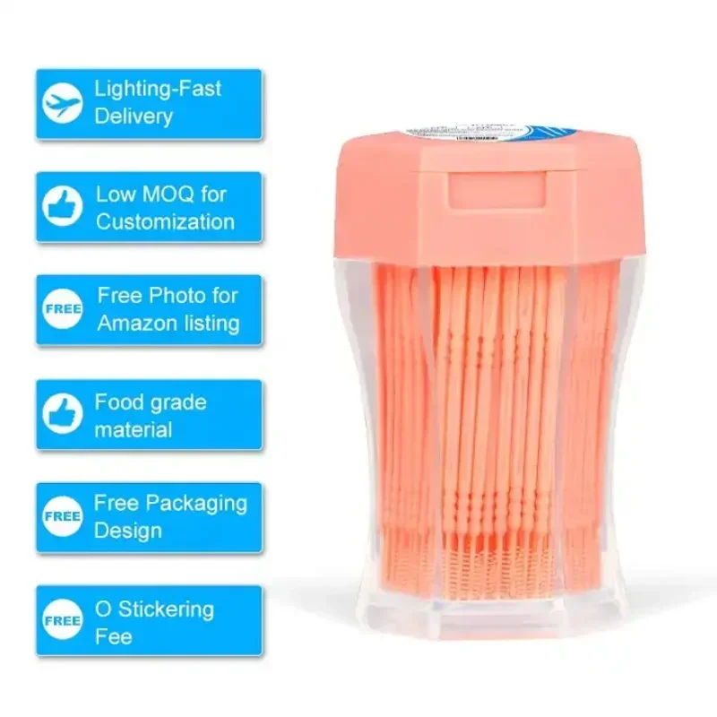 200 unids/set de plástico suave de doble cabeza cepillado palillo de dientes cuidado bucal gran oferta cepillo Interdental cepillo de dientes para dentaduras postizas