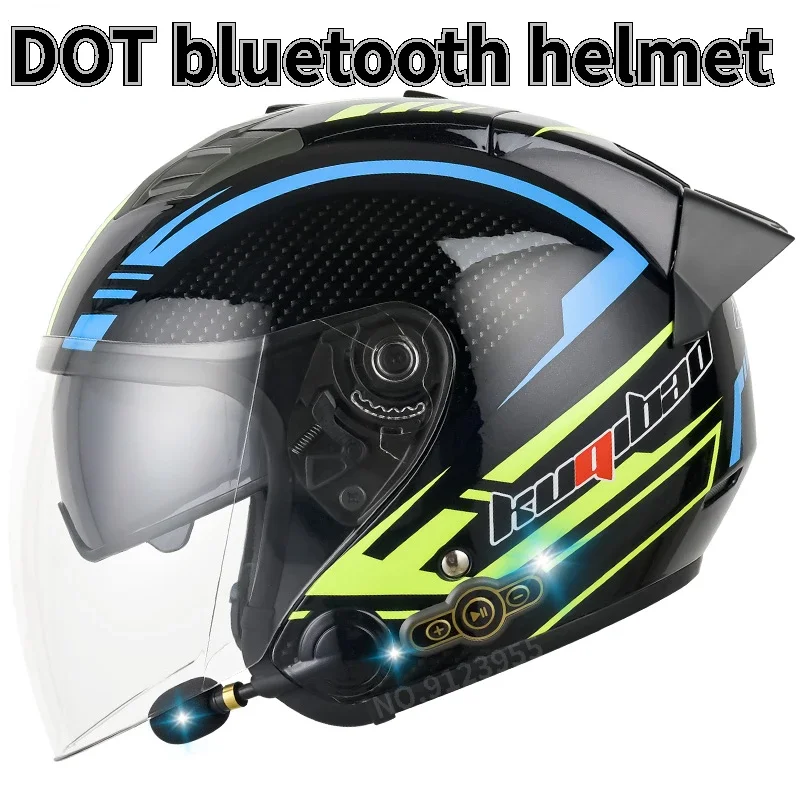 Kuqobao Motorcycle helmet men women electric vehicle half helmet DOT certified bluetooth helmet cascos para moto casco moto