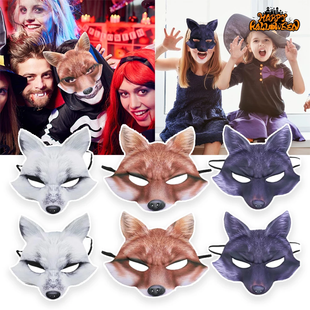 White Fox Half Face Mask EVA Animal Predator Halloween Party