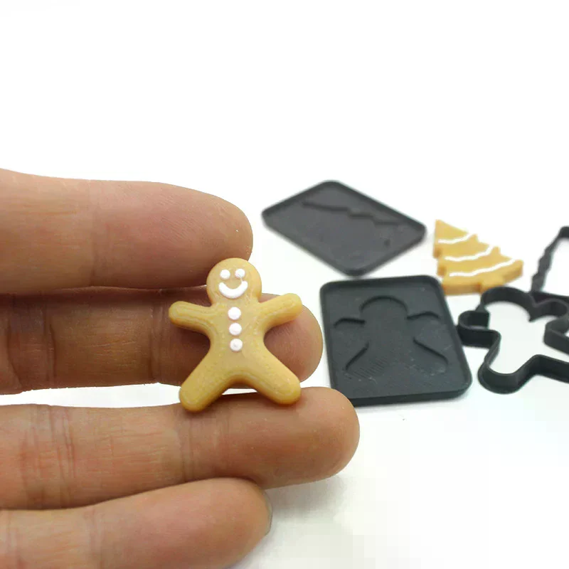 Trio-pack em miniatura homem de gengibre molde de biscoito escala 1/12 brinquedos de cozinha para casa de bonecas