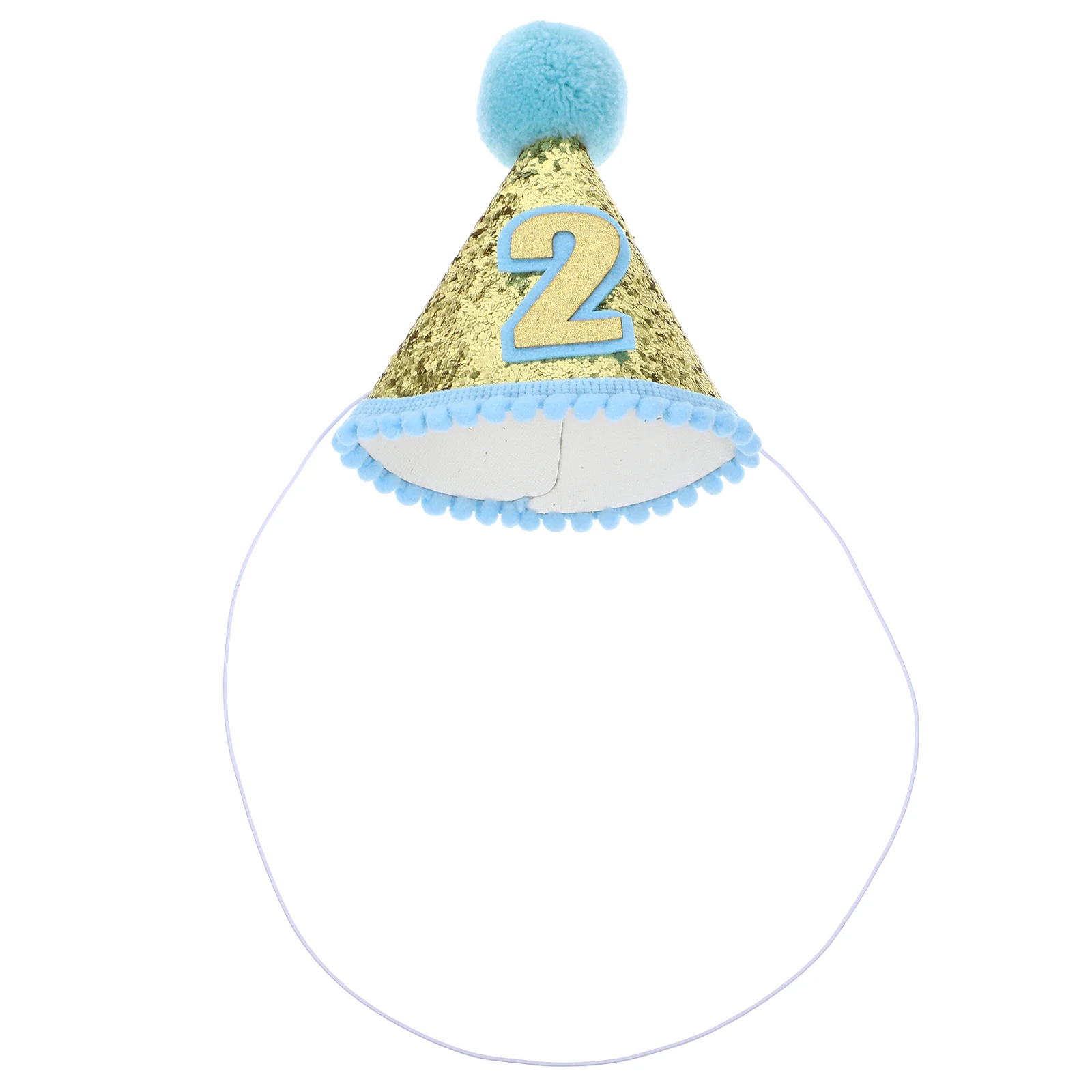 

Glitter Sparkle 2nd Birthday Cone Hat with Adjustable Headband for Baby Girl Party Supplies (Blue) party hat