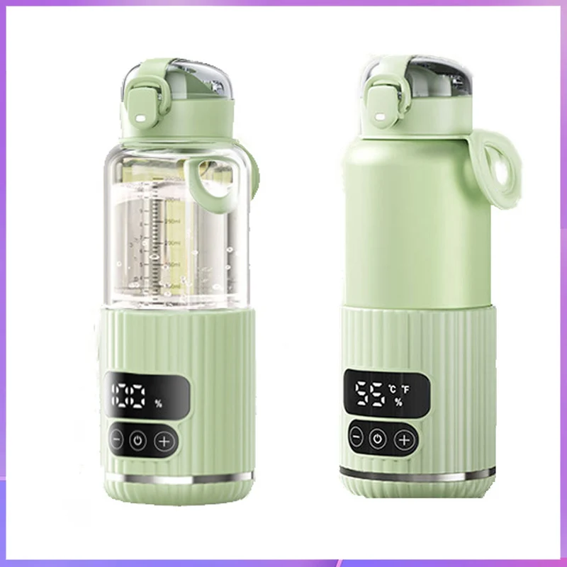 Portable Cordless Baby Milk Warmer, glass /316 Stainless Steel Smart Temperature Control Water Bottle for On-the-go Infant Feedi