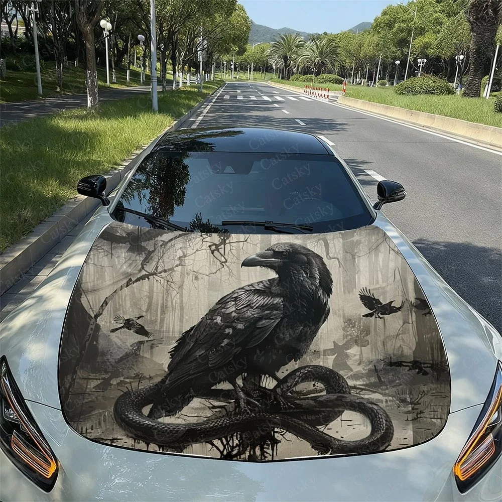 Crow Snake Elephant Fox Car Hood Sticker PVC Self Waterproof Stick,Striking Auto Exterior Accessories Decor Protect Gift ForCar