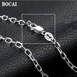 BOCAI New S925 Silver Necklace Plated Platinum Chain Fashionable Simple Angle-chain Trend Man Woman Fine Choice Jewelry