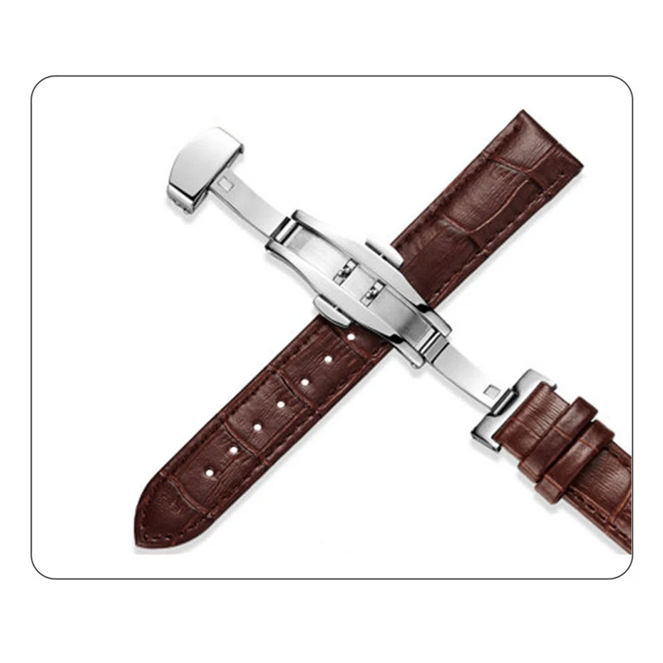 UTHAI Z09 Plus Genuine Leather Watchbands 18mm 20mm 22mm 24mm Universal Watch Butterfly Buckle Band Steel Buckle Strap watchband