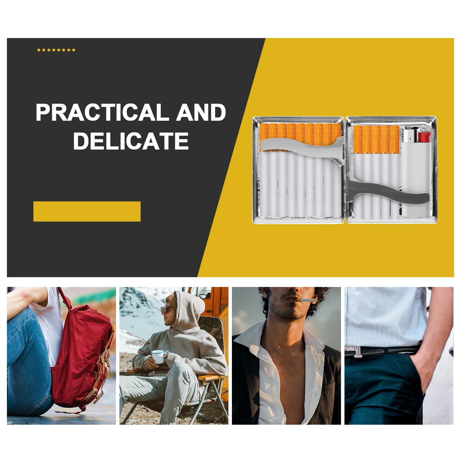 

Stainless Steel Cigarette Case Protective Covers Automatic Opening Portable Metal Silver Travel Box Cigarette Storage Suitable