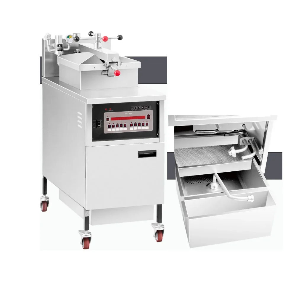 304 الفولاذ المقاوم للصدأ متجر الوجبات السريعة الكهربائية مقلاة الضغط العميق الدجاج المقلي مضخة زيت الضغط الكهربائية مقلاة مرشح