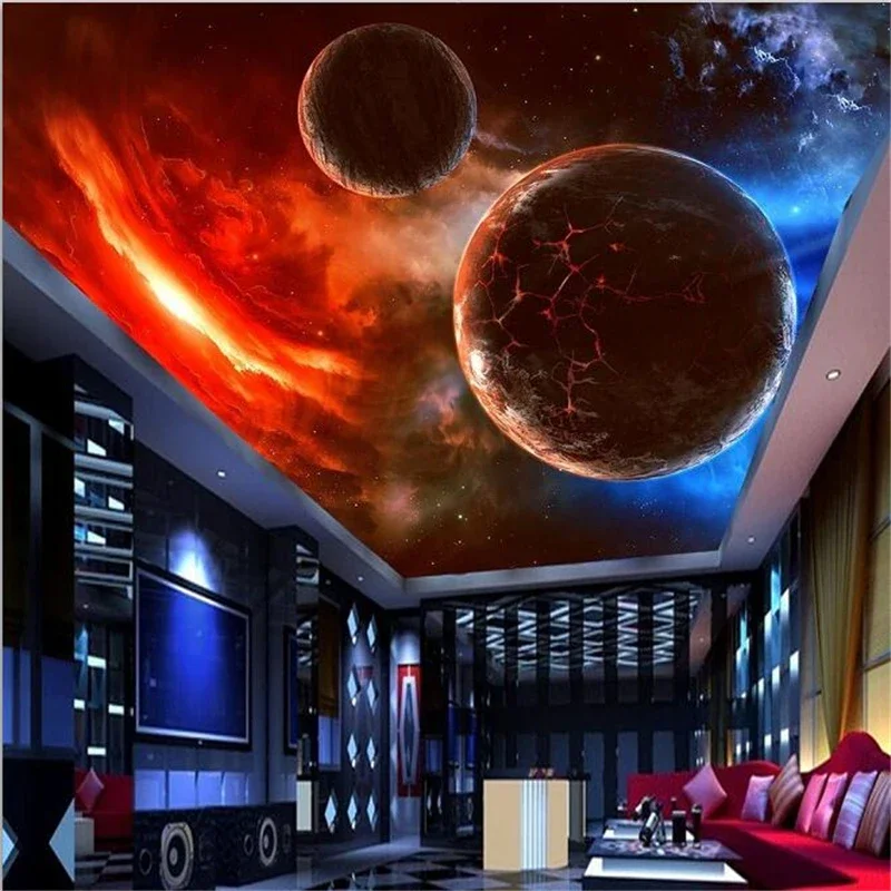 

Custom wallpaper 3D Mural Suspended Meteorite Cosmic Star Living Room Bedroom Zenith mural beautiful starry sky planet wallpaper