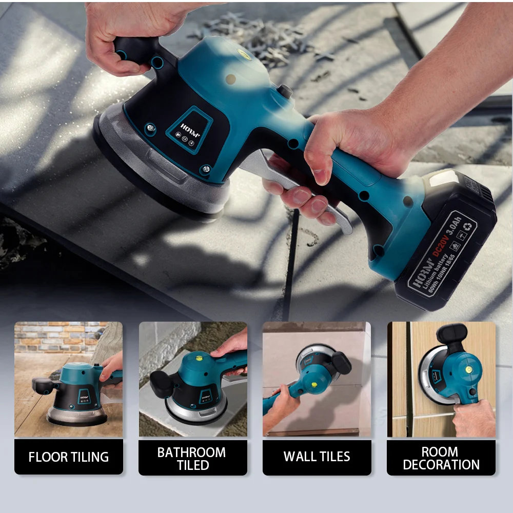 

Ponbos 20V Rechargeable Tile Vibrator Automatic Floor Vibrator Suction Cup Tile Tiler Levelling Wall Tiles For Makita Batteries