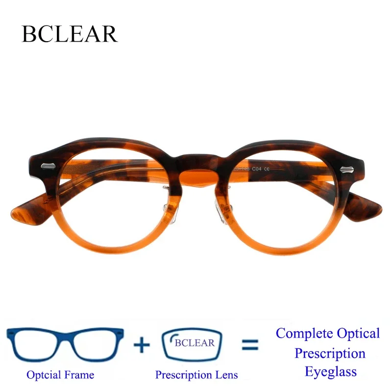 

BCLEAR Prescription Eyeglasses Top Quality Round Frame Acetate Men Women Handmade Japanese Classical Retro Eyeware Hot Sell 2025