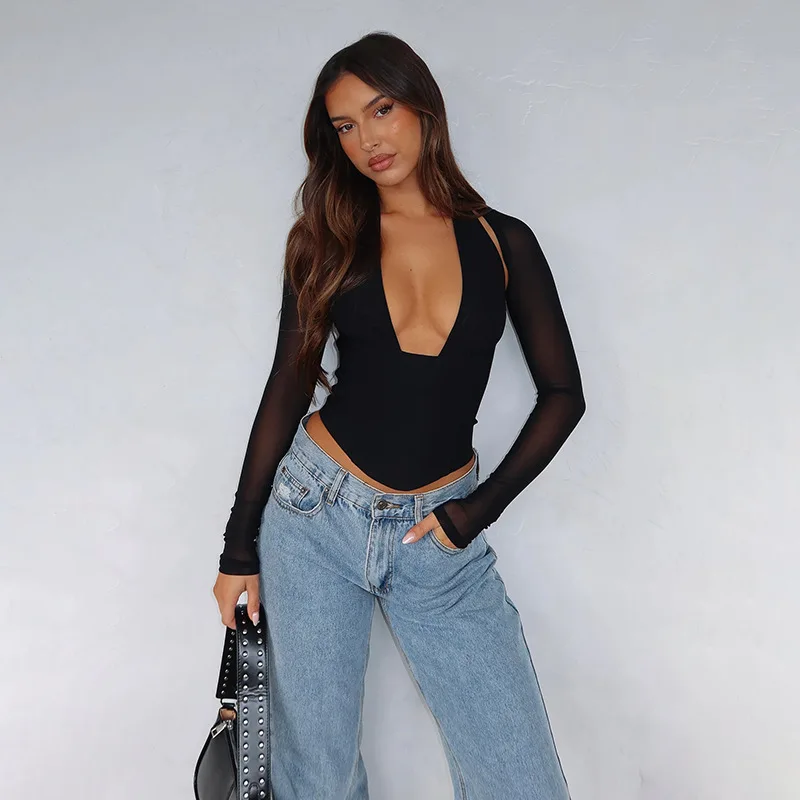 

Autumn New Slim Fit Deep V-Vest Cover Two-Piece Set
