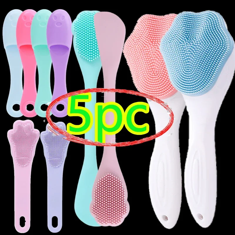 Soft Silicone Facial Cleansing Brush 2 in 1 Silicone Face Mask Brush & Face Scrubber For Exfoliating Massaging Remove Blackhead