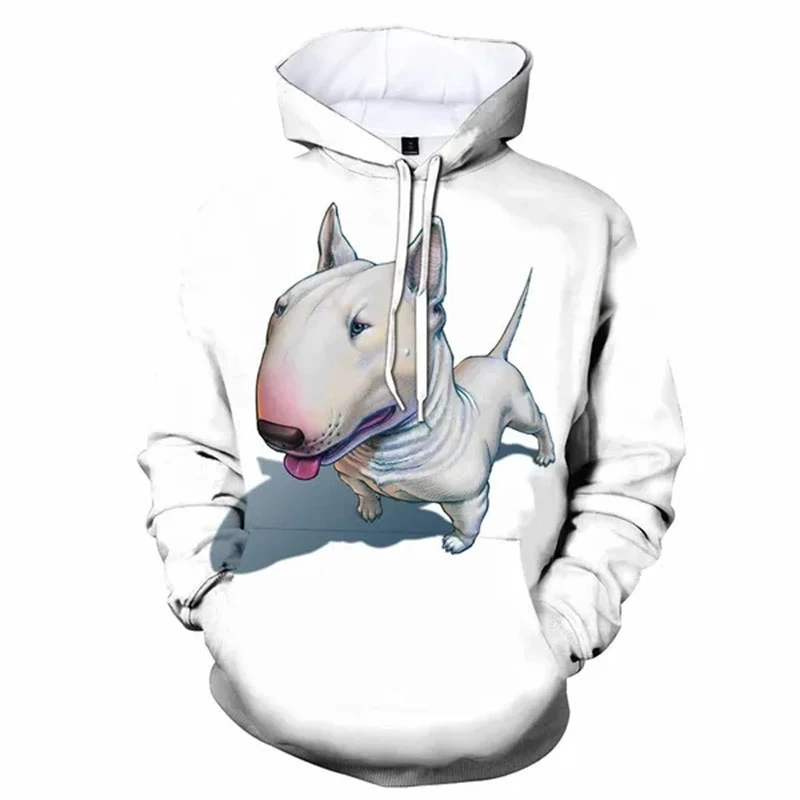 2025 Bull Terrier Graphic Hoodies Pet Dog 3D Print Men Women Cute Pullovers Hooded Sweatshirts Y2k Harajuku Tops Man Clothing