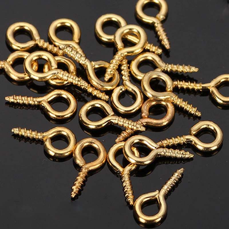 100Pcs/lot Metal Alloy Small Tiny Screw Eye Pins Eyepinks Eyelets Threaded Clasp Hook Bolts Jewelry Pendants Making Accessories