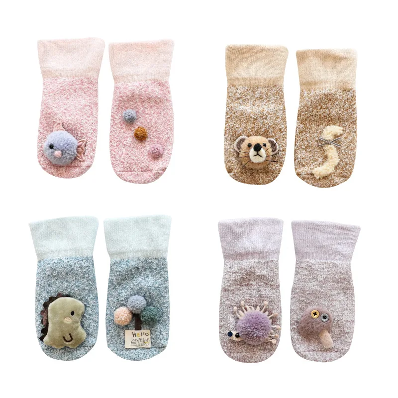 Newborn Baby Socks Non-Slip Coral Fleece Girls Toddler Socks Cute Boys Clothes Accessory for 0-3 Years Children's Middle Socks