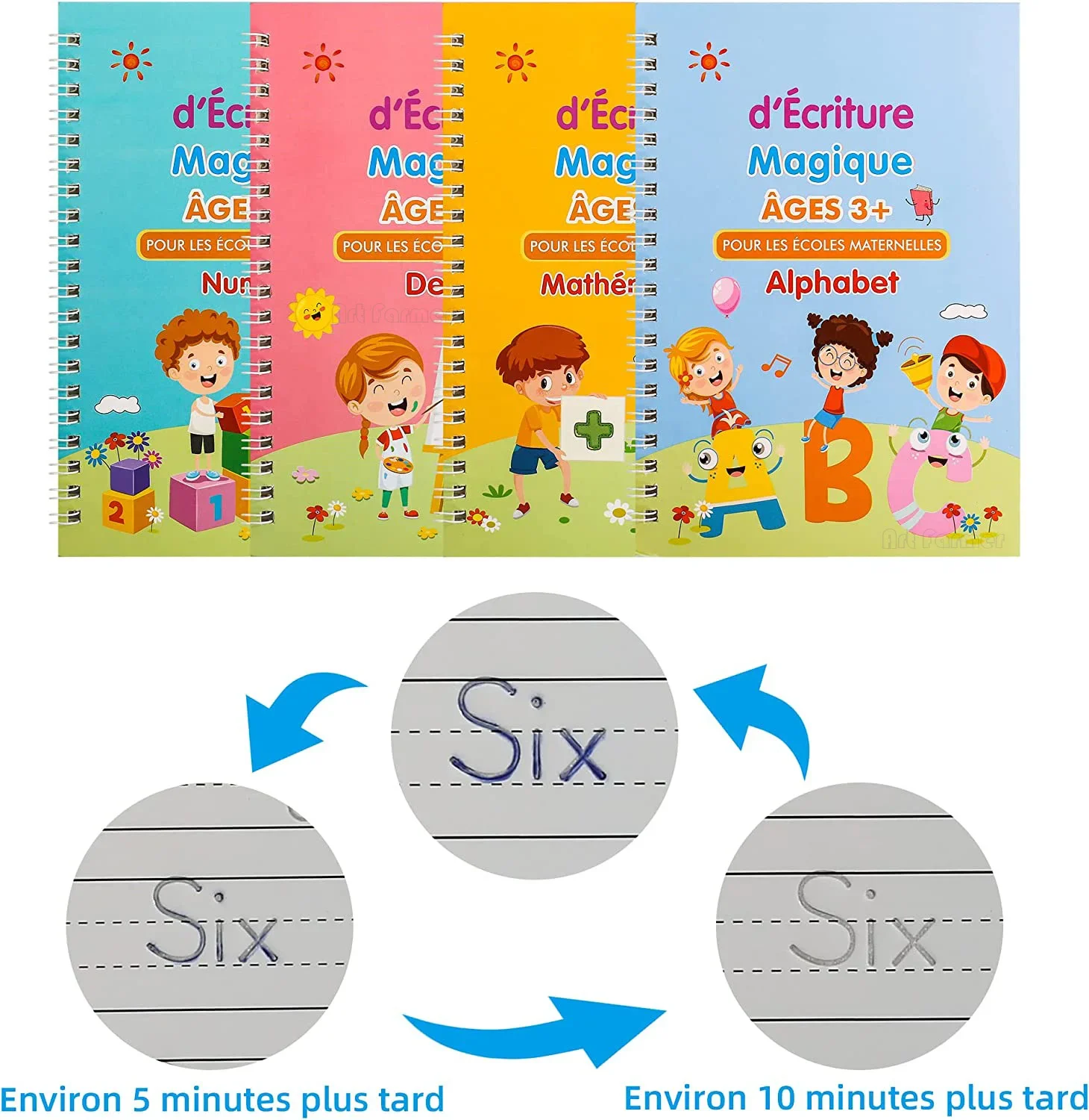 4 Übungssets für französische Kalligraphie, Arbeitsbuch mit Alphabet und Zahlen, Übungsheft für französische Anfänger – Detail 4