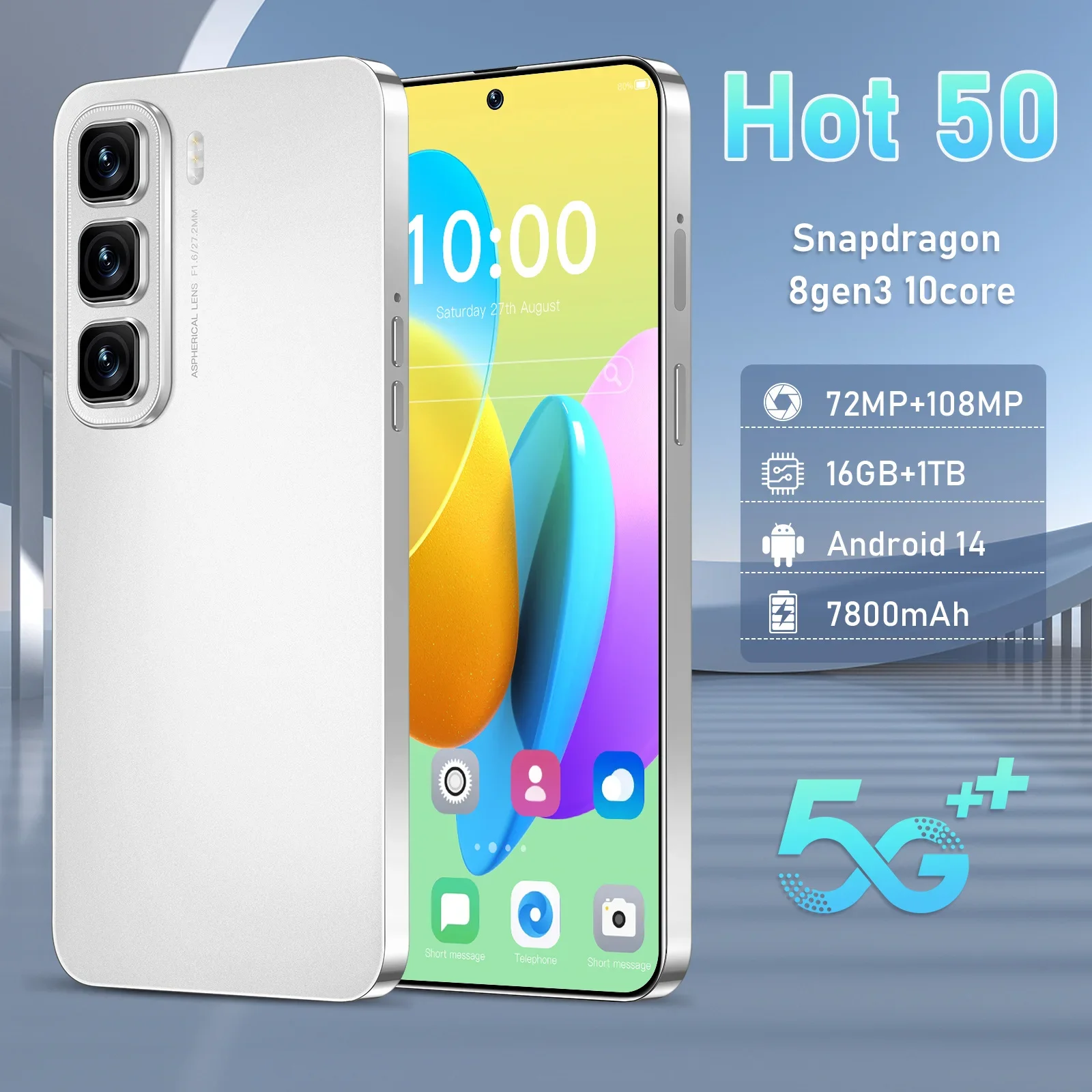 

NEW Hot 50 Pro HOT 2025 original intelligent 5G dual card dual standby Android 14 system global version 7800mAh battery