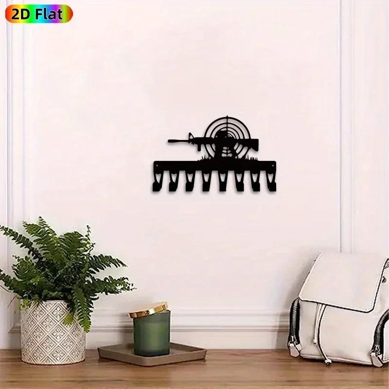 CIFBUY Vintage Rifle Iron Wall Art Metal Key Holder Hook Rack Decor for Entryway Office Gun Store Home Hanging Ornament Gift