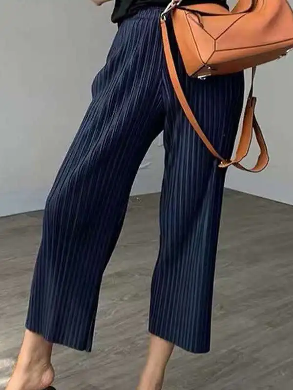 

Новые женские брюки-палаццо на весну-лето, свободные, драпированные, с высокой талией, из ПВХ-материала, для женщин среднего возраста