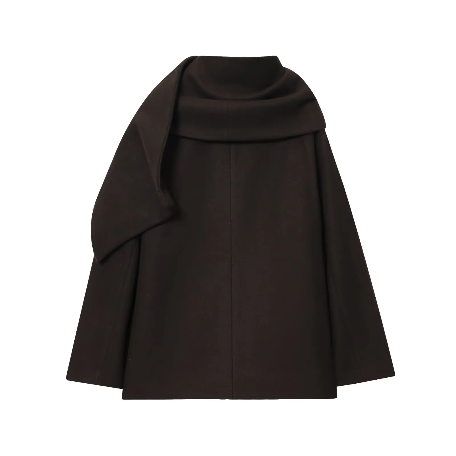 BSAY Damska kurtka z długim rękawem, zapinana na jeden guzik, z kołnierzem szalowym, krótka, nowość na zimę 2025, dwustronna kurtka wełniana