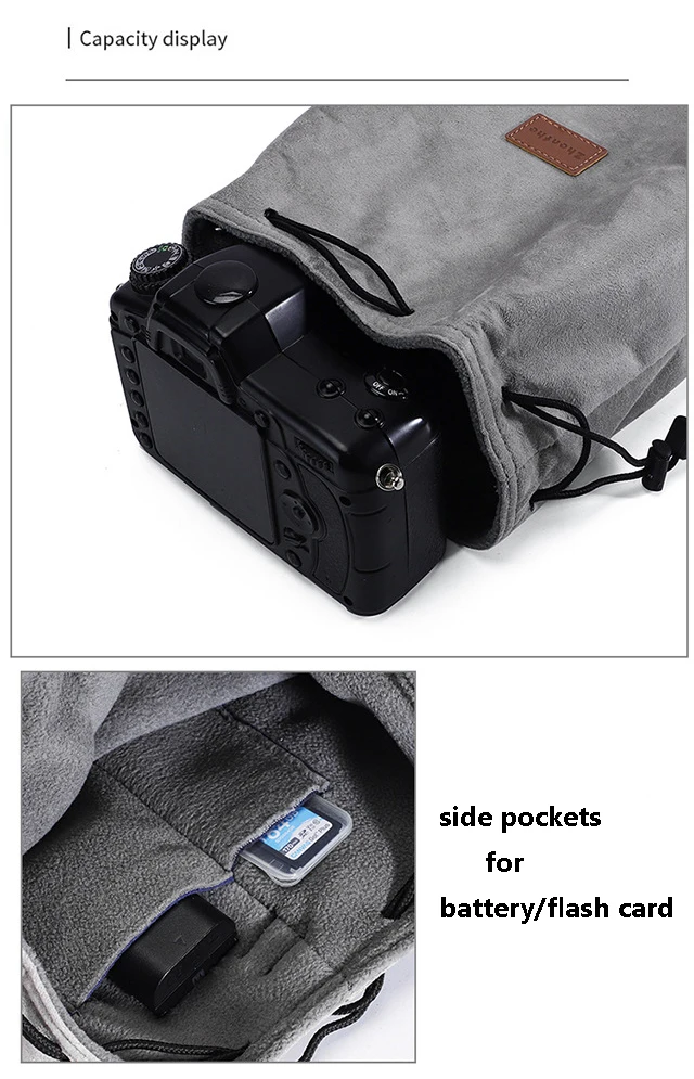 Neue Aufbewahrungstasche mit Kordelzug für Canon Nikon Sony DSLR-Kameras Objektiv – Detail 15