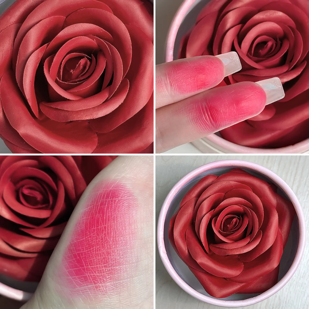 4 colori fard a forma di petalo prodotti per il trucco del viso cosmetici per fard opachi naturali Rendering di colori di lunga durata invisibile