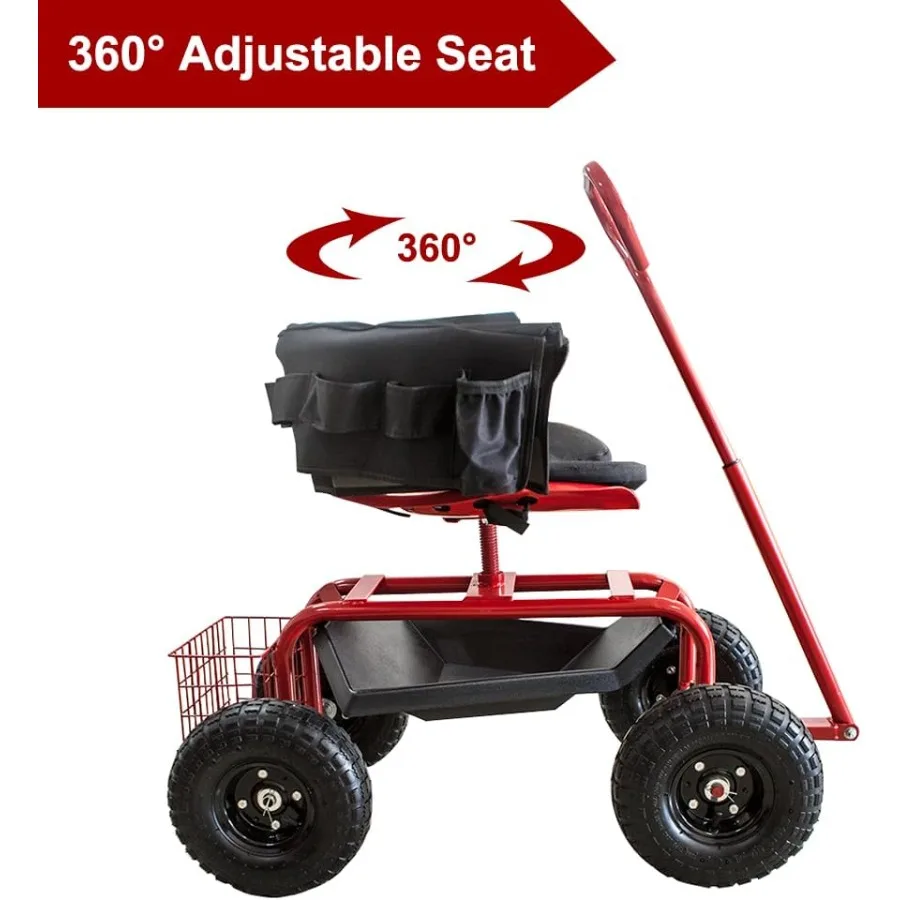 عربة الحديقة مقعد العمل المتداول مع عجلات 360 درجة مقعد دوار عربة سكوتر مع مقبض التوجيه صينية أدوات المساعدة لبلانتي #6