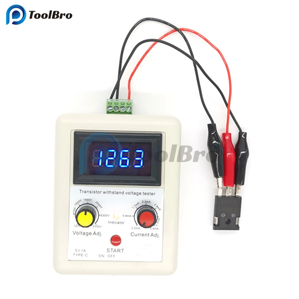 Type-C Digital Transistor Withstand Voltage Tester DC 120-2700V 0.2-3.8mA MOSFET Triode IGBT Diode Rectifier Capacitor Meter