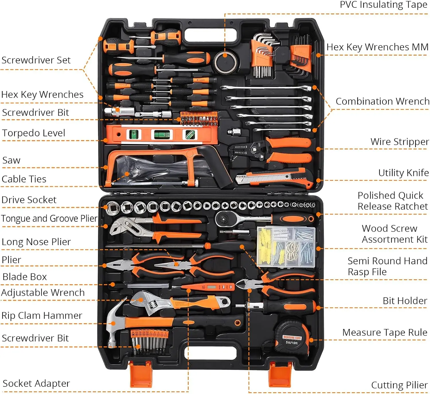 Piece Socket Wrench Auto Repair Tool Combination Package Mixed Tool Set, General Household Home Repair And Mechanic'S Hand