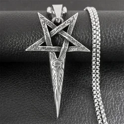 Punk Egypt Eye of Horus Pentagram Necklace for Women Men Stainless Steel Silver Color Biker Chain Jewelry CollarZZ437