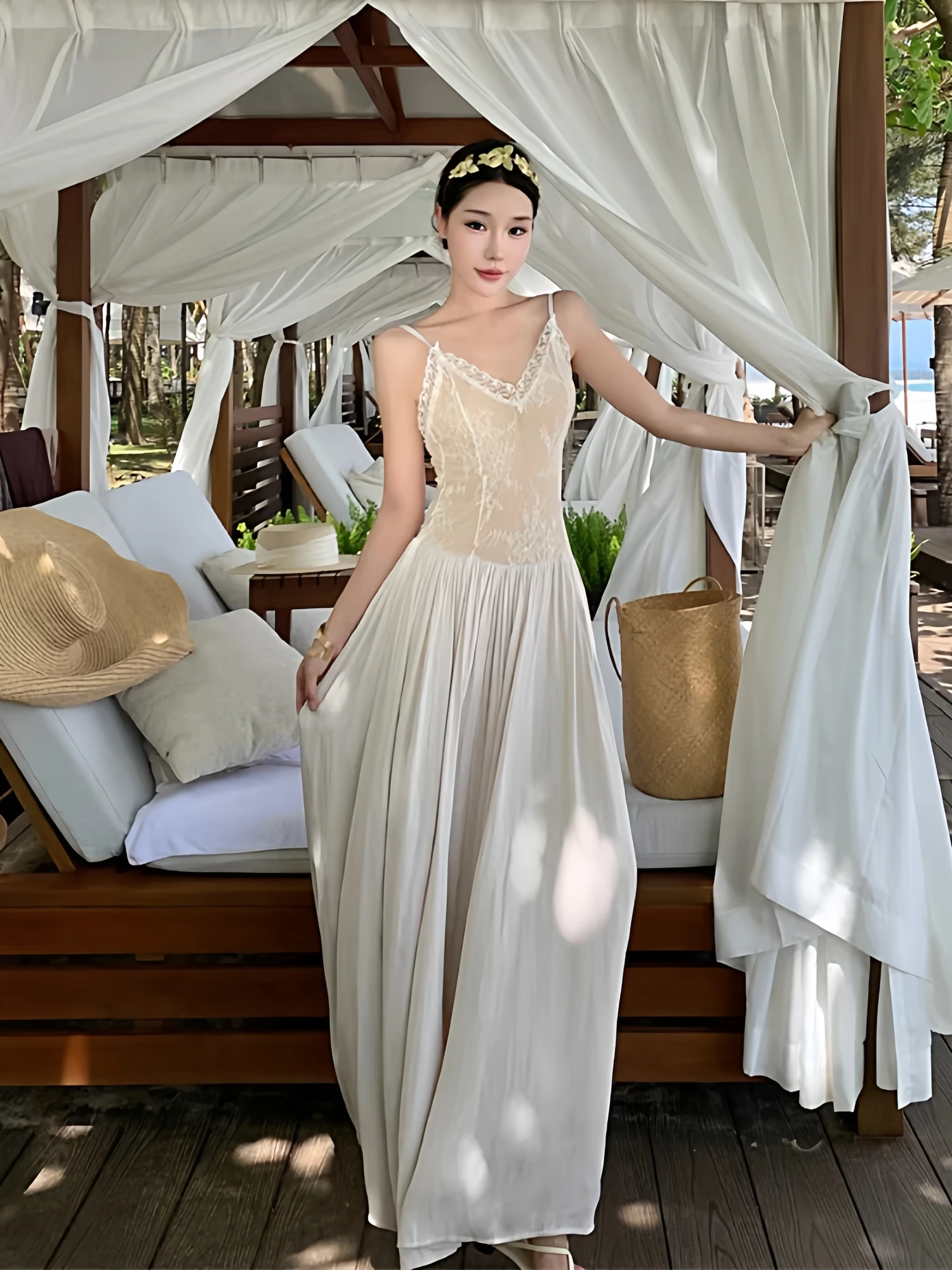 

Элегантное кружевное платье с V-образным вырезом и длинными рукавами, с завышенной талией, для вечеринок и праздников, приталенное, X-образного силуэта, в стиле принцесс.