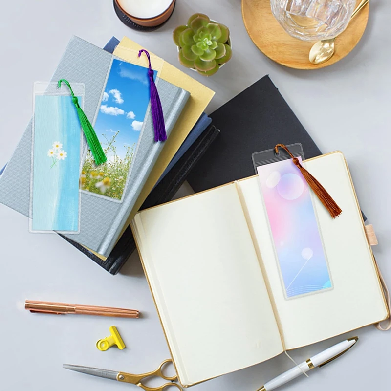 Clear PVC Bookmarks Protective Sleeves Clear Bookmark Sleeves Transparent Protector Film Wedding Photo Strip Sleeve