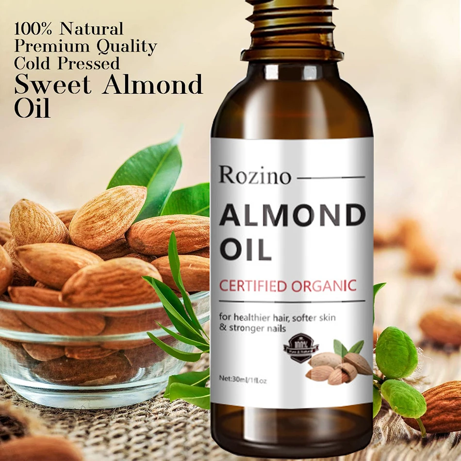 Aceite de almendra orgánico Natural, aceite facial antiarrugas, aceite de masaje terapéutico relajante, Aceite Corporal reafirmante para la piel, productos para el cuidado de la piel, 30ml