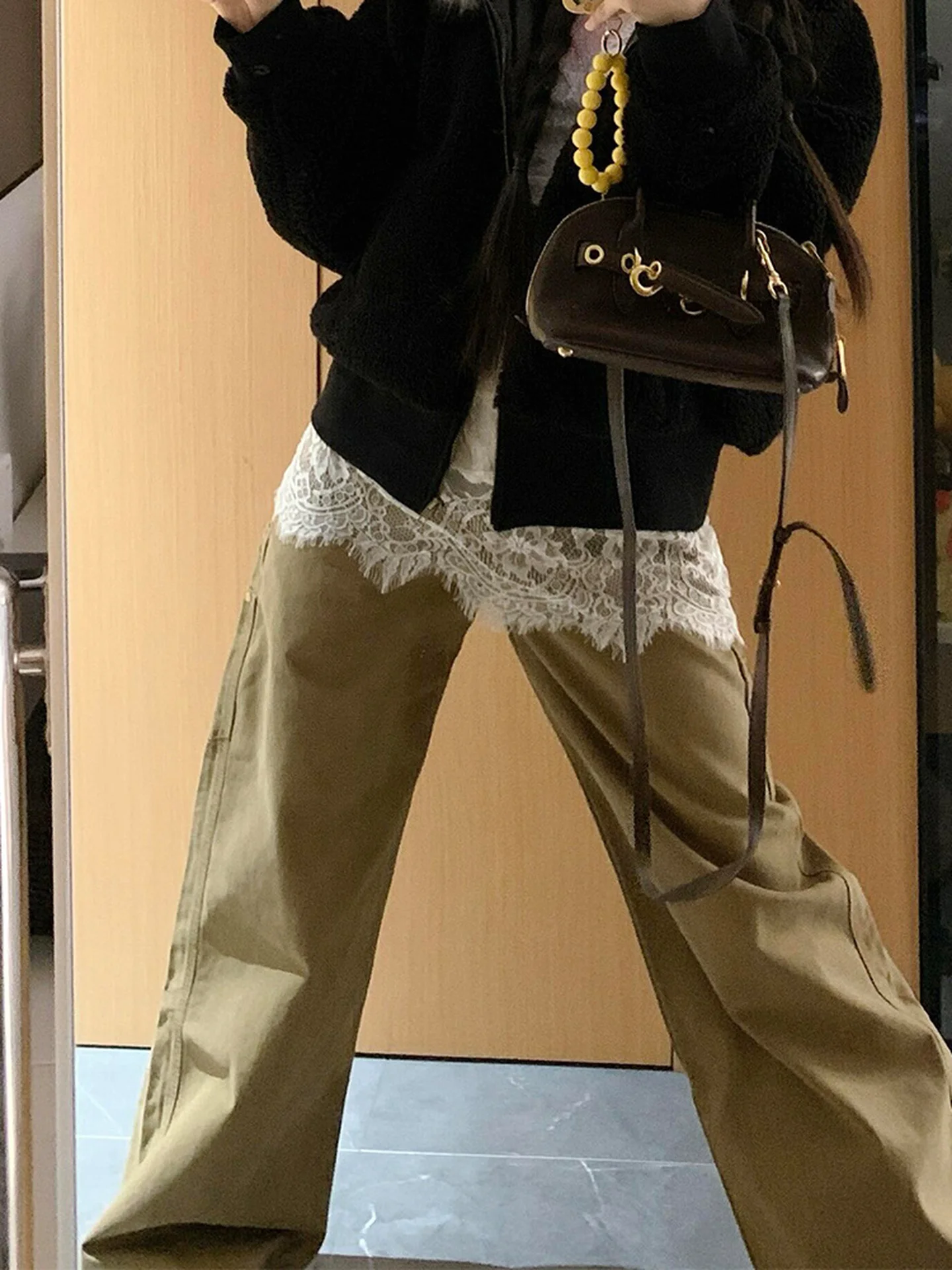 กางเกงยีนส์ทรงตรงเอวสูงขากว้างสไตล์อเมริกัน สำหรับผู้หญิง ฤดูใบไม้ร่วง ฤดูหนาว รุ่นใหม่ ไซส์ใหญ่ แฟชั่นย้อนยุค กางเกงยีนส์เดนิม