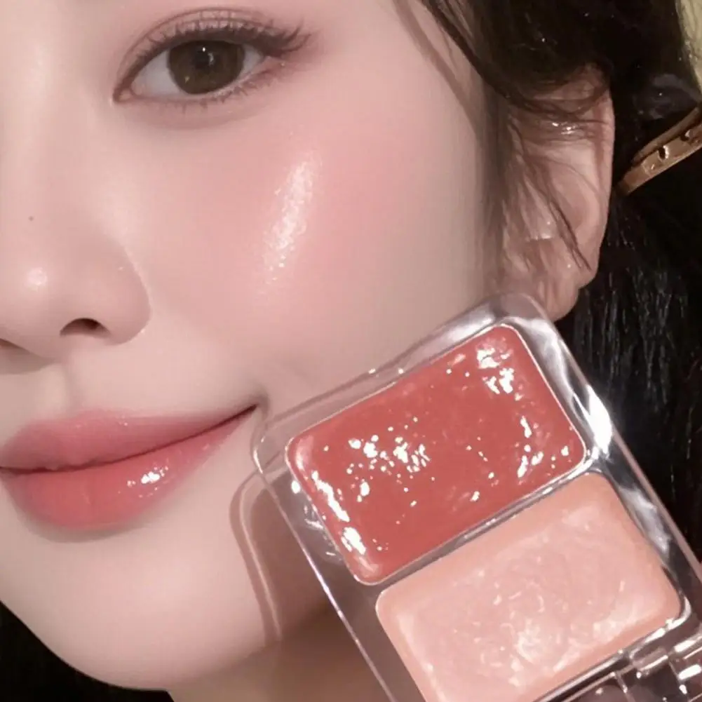Water Gloss Blush Cream Peach Pink Blusher Plate Mirror Watery Moisturizing Lasting Natural Cheek Face Contouring Blush Makeup