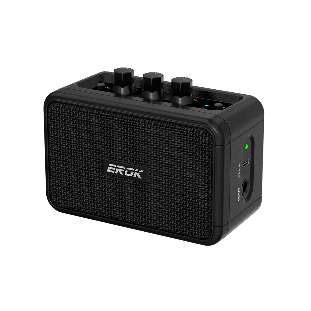 EROK 5W Electric Guitar Speaker Clean and Overdrive 2 Sound Effects Support BT/Headphone Connection Mini Amplifier