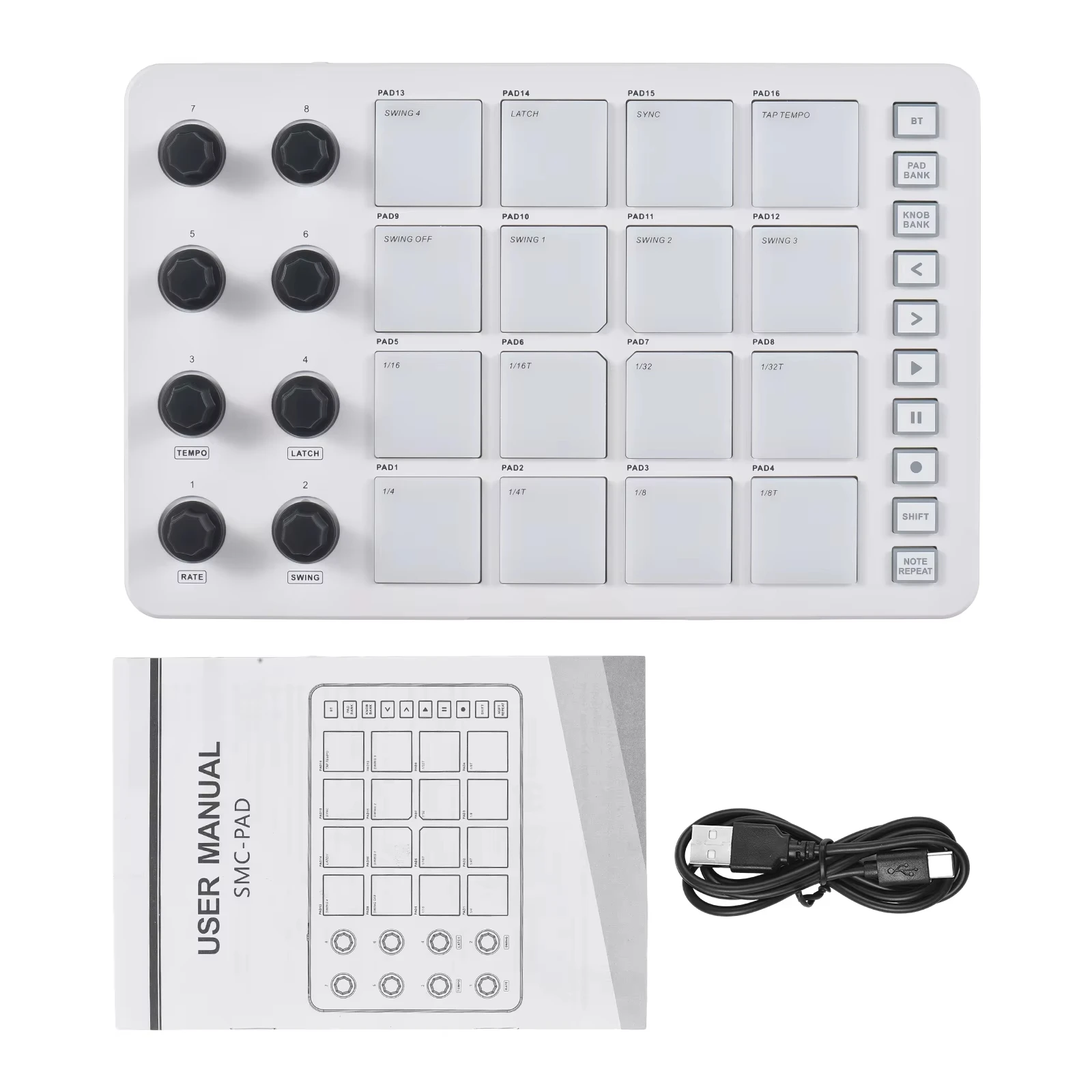 

M-VAVE SMC-PAD MIDI Drum Pad Controller Iow latency Bluetooth Connectivity Suitable For Music Rroduction and Performance