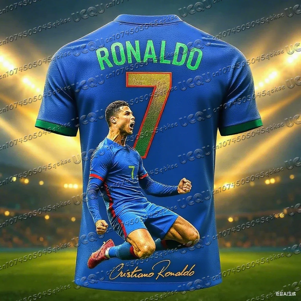 2026 New Arrival Special Edition Ronaldo 7 Football Jersey Oversize Sport Short Sleeve Training Uniform Soccer Jersey Kid Tshirt image 6